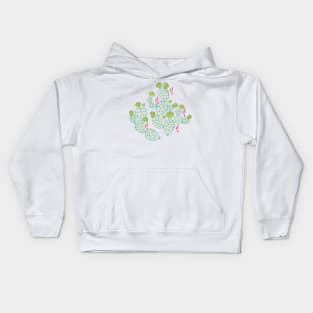 Yellow Flowering Cactus on an Emerald Background Kids Hoodie